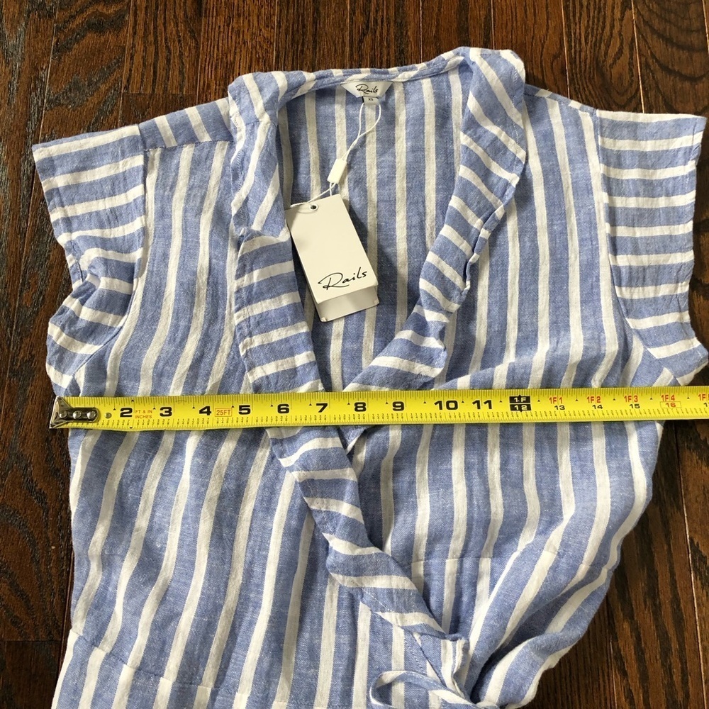 *NWT* Rails Women’s XS Light Blue/White Linen-Blend Louisa Juneau Stripe Dress - Picture 8 of 14